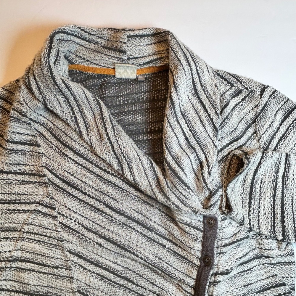YARNZ Asymmetrical Striped Knit Cardigan Sweater Women XL Cowl Neck Button Front